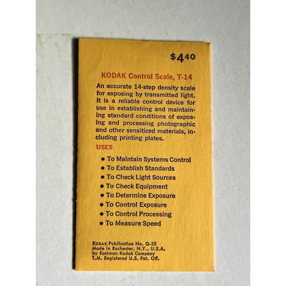 Kodak Control Scale T-14 Density Scale